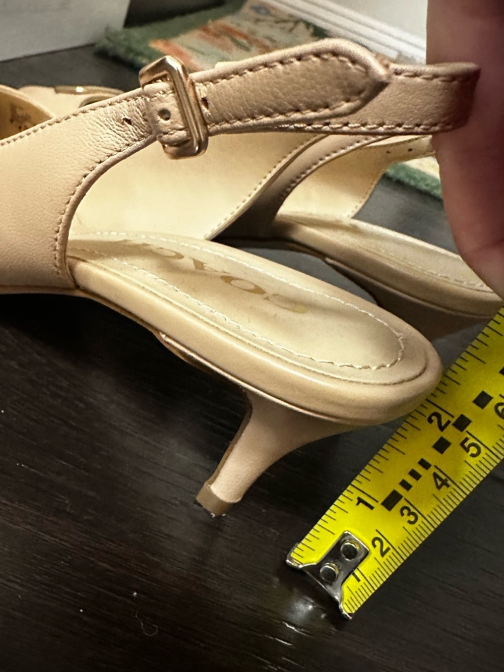Coach Nude Beige Leather Pointed Slingback Heels - Picture 6 of 6